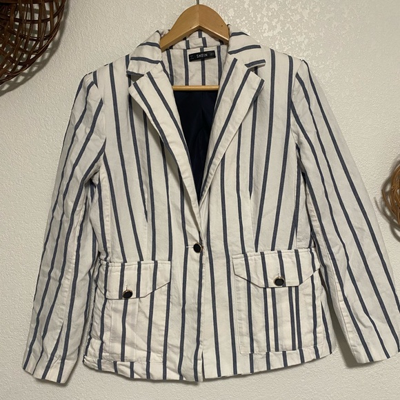 SHEIN Jackets & Blazers - Shein Striped Collar Open Front Blazer